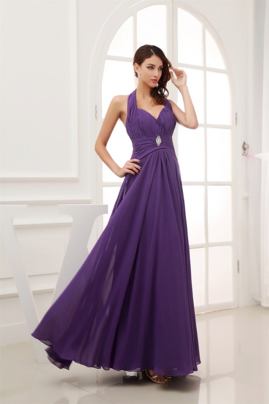 A-Line Halter Long Purple Chiffon Prom/Formal Evening Bridesmaid Dresses 02020268 A-Line Halter Long Purple Chiffon Prom/Formal Evening Bridesmaid Dresses 02020268