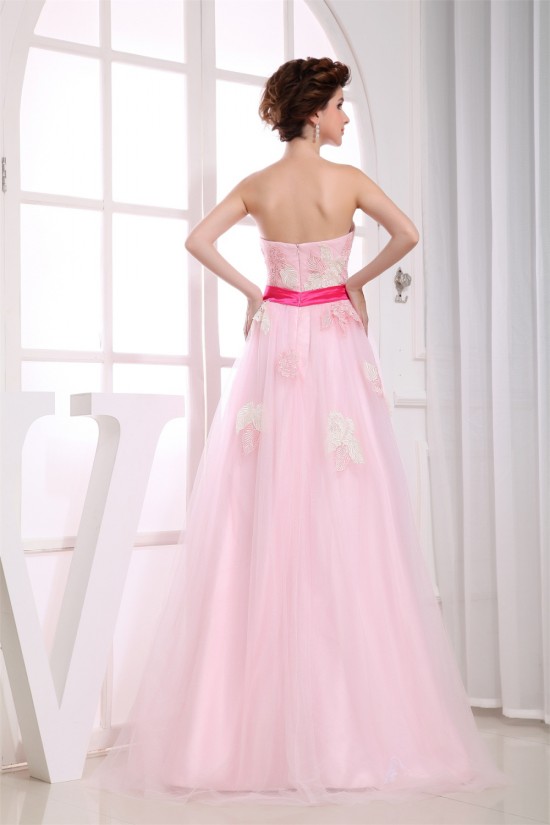 A-Line Sweetheart Satin Fine Netting Long Pink Beading Prom/Formal Evening Dresses 02020269 A-Line Sweetheart Satin Fine Netting Long Pink Beading Prom/Formal Evening Dresses 02020269