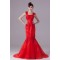 Satin Organza Capped Sleeves Square Mermaid/Trumpet Prom/Formal Evening Dresses 02020274