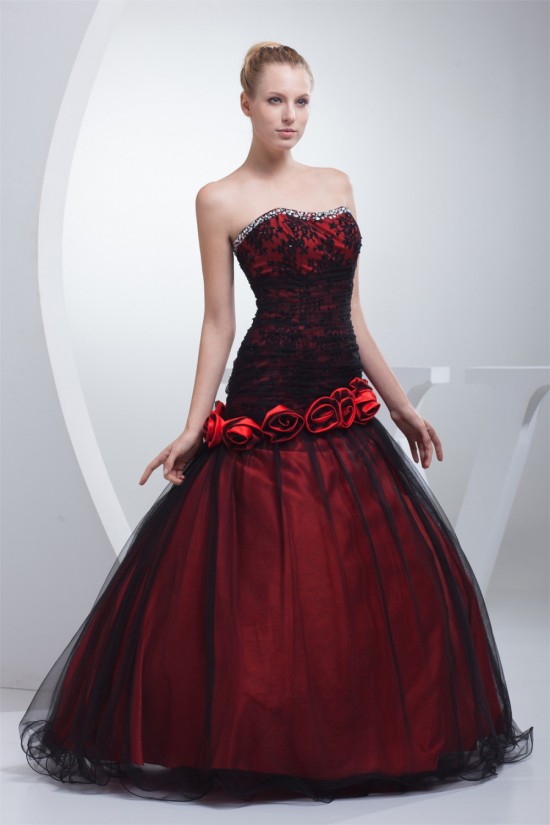 Ball Gown Beaded Strapless Fine Netting Floor-Length Prom/Formal Evening Dresses 02020275 Ball Gown Beaded Strapless Fine Netting Floor-Length Prom/Formal Evening Dresses 02020275