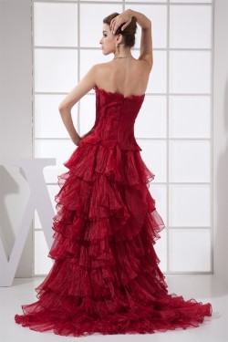 Organza Sleeveless Ruffles Long Red Prom/Formal Evening Dresses 02020277