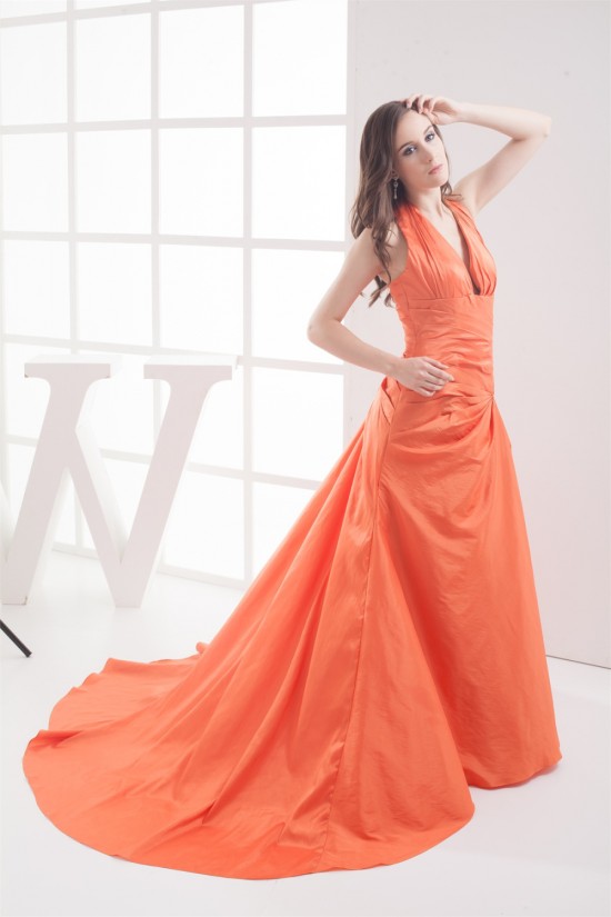 A-Line Halter Pick Ups Court Train Long Prom/Formal Evening Dresses 02020278 A-Line Halter Pick Ups Court Train Long Prom/Formal Evening Dresses 02020278