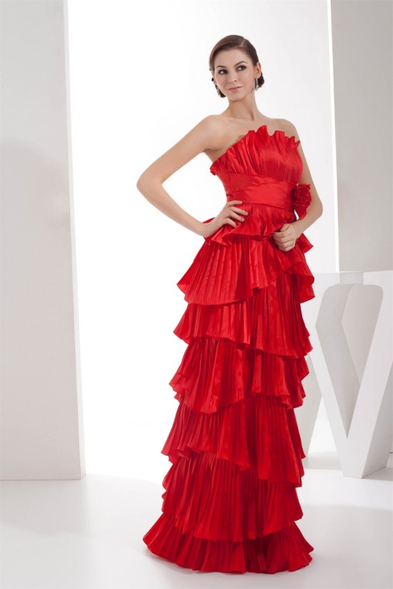 Satin Taffeta Brush Sweep Train Strapless Long Red Prom/Formal Evening Dresses 02020280 Satin Taffeta Brush Sweep Train Strapless Long Red Prom/Formal Evening Dresses 02020280