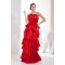 Satin Taffeta Brush Sweep Train Strapless Long Red Prom/Formal Evening Dresses 02020280