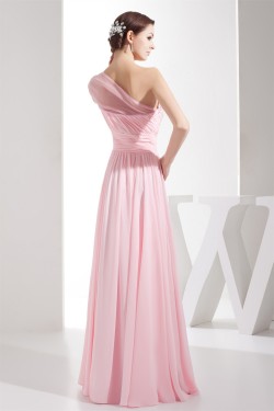 Elegant Sheath/Column Beading Chiffon Long Pink Prom Evening Formal Bridesmaid Dresses 02020284