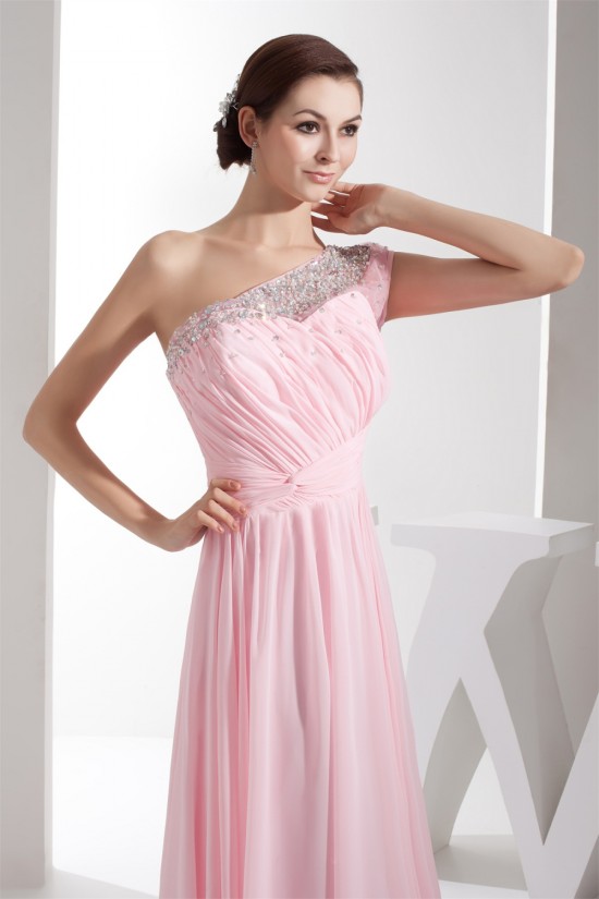 Elegant Sheath/Column Beading Chiffon Long Pink Prom Evening Formal Bridesmaid Dresses 02020284 Elegant Sheath/Column Beading Chiffon Long Pink Prom Evening Formal Bridesmaid Dresses 02020284