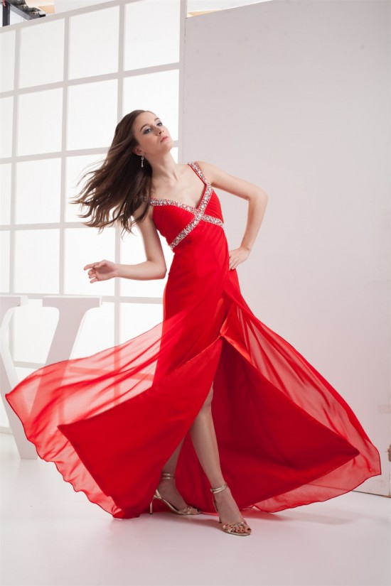 Sheath/Column Brush Sweep Train Sleeveless Long Red Chiffon Prom/Formal Evening Dresses 02020289 Sheath/Column Brush Sweep Train Sleeveless Long Red Chiffon Prom/Formal Evening Dresses 02020289