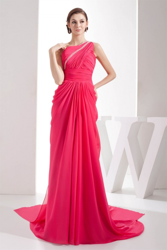 Sheath/Column Chiffon Sleeveless One-Shoulder Long Prom Evening Bridesmaid Dresses 02020291 Sheath/Column Chiffon Sleeveless One-Shoulder Long Prom Evening Bridesmaid Dresses 02020291