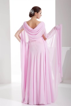 Sheath/Column Floor-Length Long Pink Chiffon Prom/Formal Evening Dresses 02020294