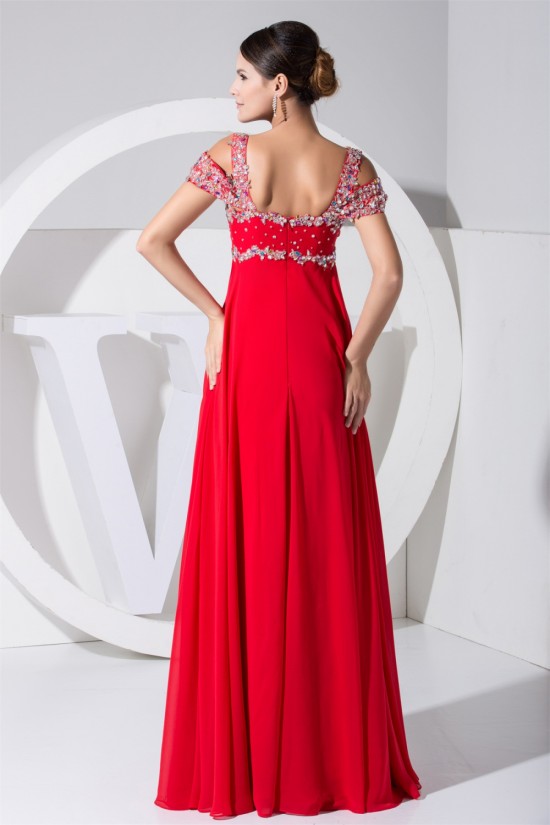 Empire Floor-Length Straps Beading Long Red Prom Evening Formal Maternity Dresses 02020296