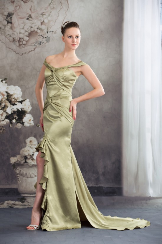 Silk like Satin Asymmetrical Straps Off-the-Shoulder Prom/Formal Evening Dresses 02020312