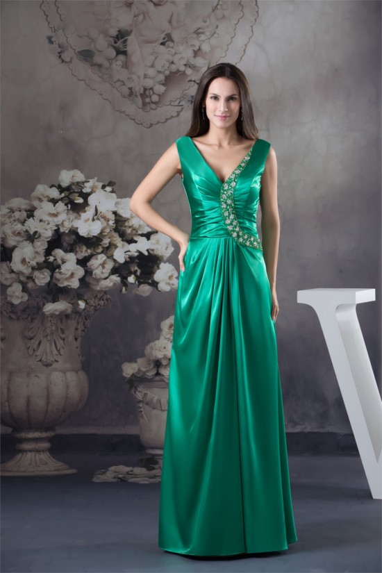 Silk like Satin Beading Floor-Length V-Neck Prom/Formal Evening Dresses 02020313 Silk like Satin Beading Floor-Length V-Neck Prom/Formal Evening Dresses 02020313