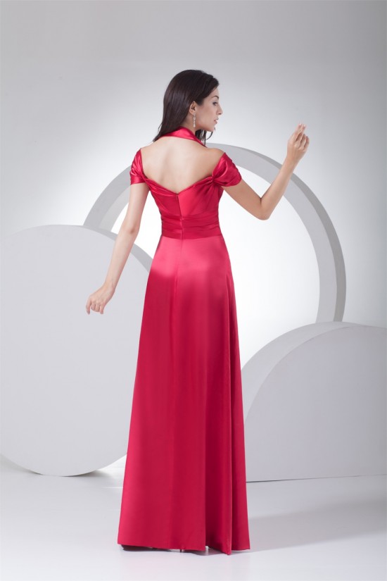 Silk like Satin Halter A-Line Criss Cross Best Evening Formal Bridesmaid Dresses 02020316