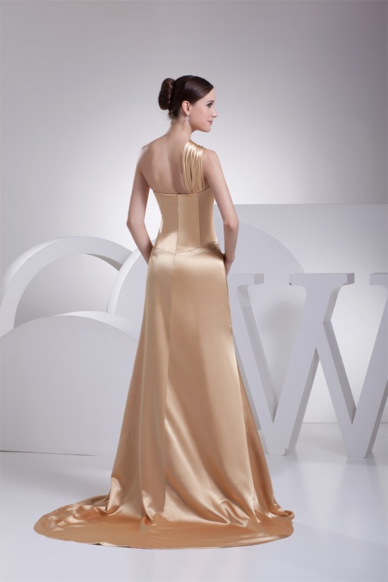 Silk like Satin Sheath/Column One-Shoulder Prom/Formal Evening Dresses 02020317 Silk like Satin Sheath/Column One-Shoulder Prom/Formal Evening Dresses 02020317