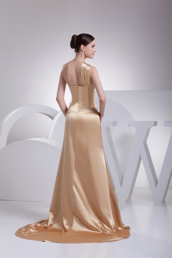 Silk like Satin Sheath/Column One-Shoulder Prom/Formal Evening Dresses 02020317