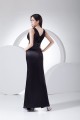 Silk like Satin Sleeveless Beading Brush Sweep Train Long Black Prom/Formal Evening Dresses 02020318