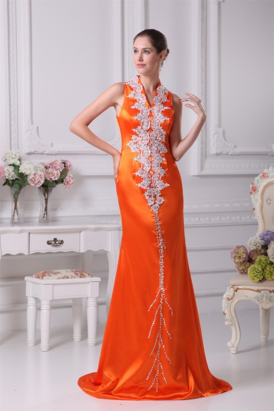 Elegant Silk like Satin Sleeveless V-Neck Mermaid/Trumpet Prom/Formal Evening Dresses 02020320 Elegant Silk like Satin Sleeveless V-Neck Mermaid/Trumpet Prom/Formal Evening Dresses 02020320