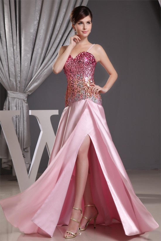 Silk like Satin Sweetheart A-Line Sequins Prom/Formal Evening Dresses 02020321 Silk like Satin Sweetheart A-Line Sequins Prom/Formal Evening Dresses 02020321