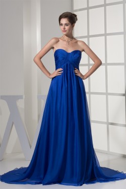 A-Line Sweetheart Long Blue Chiffon Prom/Formal Evening Dresses Maternity Dresses 02020322