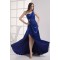 Sleeveless A-Line Silk like Satin Brush Sweep Train Long Blue Prom/Formal Evening Dresses 02020326