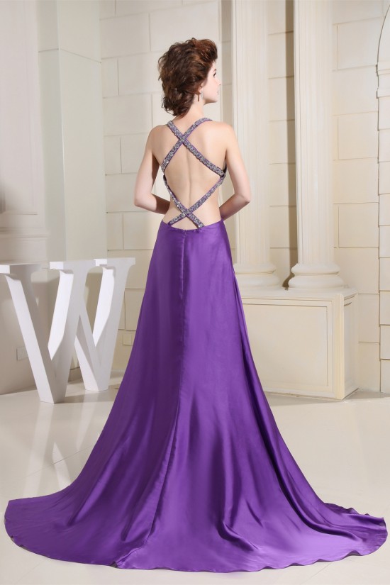 A-Line Straps Beaded Long Purple Prom/Formal Evening Dresses 02020328 A-Line Straps Beaded Long Purple Prom/Formal Evening Dresses 02020328