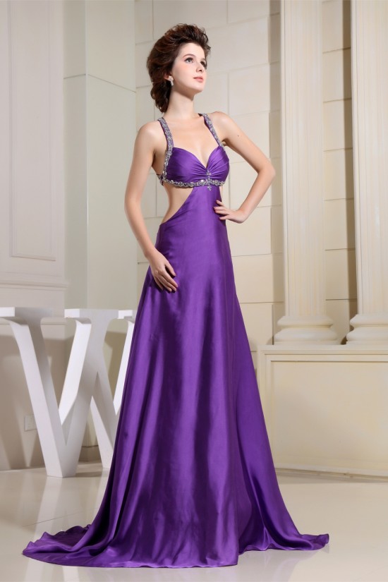 A-Line Straps Beaded Long Purple Prom/Formal Evening Dresses 02020328 A-Line Straps Beaded Long Purple Prom/Formal Evening Dresses 02020328