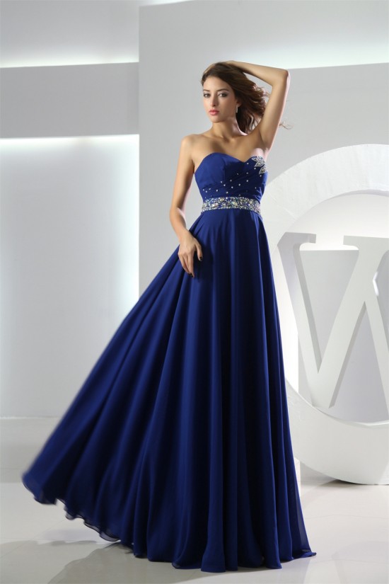 A-Line Sweetheart Beaded Floor-Length Blue Prom/Formal Evening Dresses 02020329