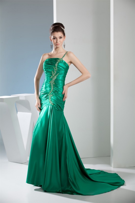One-Shoulder Long Green Beaded Prom Evening Formal Dresses 02020334 One-Shoulder Long Green Beaded Prom Evening Formal Dresses 02020334
