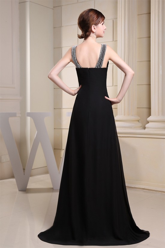Beaded Long Black Brush Sweep Train Beading Scoop Prom/Formal Evening Dresses 02020342 Beaded Long Black Brush Sweep Train Beading Scoop Prom/Formal Evening Dresses 02020342