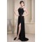 Beaded Long Black Brush Sweep Train Beading Scoop Prom/Formal Evening Dresses 02020342