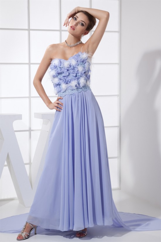 Sheath/Column Sweetheart Brush Sweep Train Chiffon Lace Prom/Formal Evening Dresses 02020343