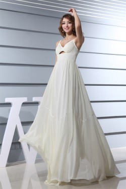 A-Line Spaghetti Strap Brush Sweep Train Long Chifffon Prom/Formal Evening Bridesmaid Dresses 02020344