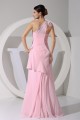 Elegant One-Shoulder Long Pink Chiffon Prom Evening Bridesmaid Dresses 02020347 Elegant One-Shoulder Long Pink Chiffon Prom Evening Bridesmaid Dresses 02020347