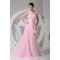 Elegant One-Shoulder Long Pink Chiffon Prom Evening Bridesmaid Dresses 02020347