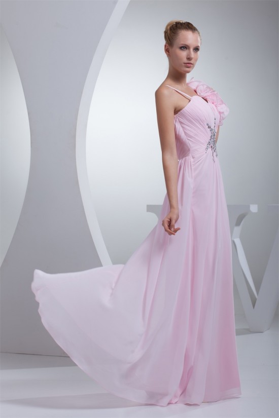 A-Line Sleeveless Chiffon Beading Long Pink Prom/Formal Evening Bridesmaid Dresses 02020350 A-Line Sleeveless Chiffon Beading Long Pink Prom/Formal Evening Bridesmaid Dresses 02020350