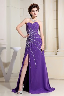Sleeveless Chiffon Beading Long Purple Prom/Formal Evening Dresses 02020351