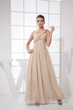 One-Shoulder Chiffon Brush Sweep Train Prom/Formal Evening Dresses 02020352