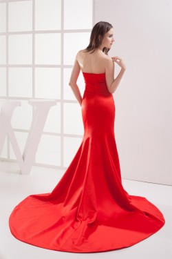 Mermaid/Trumpet Strapless Beaded Long Red Prom/Formal Evening Dresses 02020356