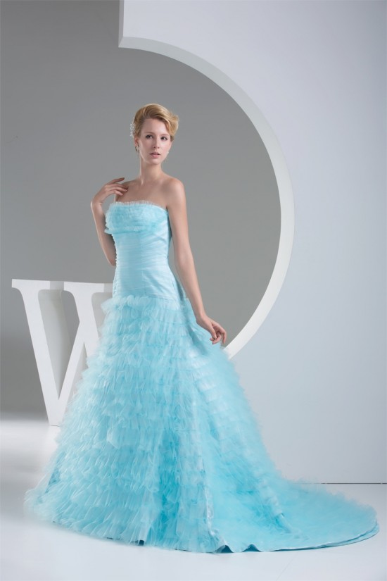 Sleeveless Satin Fine Netting Long Blue Prom/Formal Evening Dresses 02020357 Sleeveless Satin Fine Netting Long Blue Prom/Formal Evening Dresses 02020357
