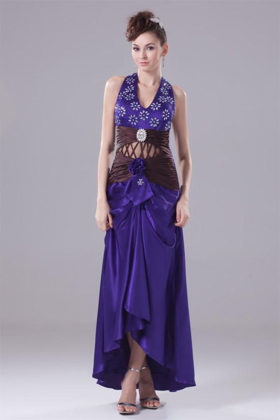 Handmade Flowers Elastic Woven Satin Beaded Halter Prom/Formal Evening Dresses 02020371 Handmade Flowers Elastic Woven Satin Beaded Halter Prom/Formal Evening Dresses 02020371