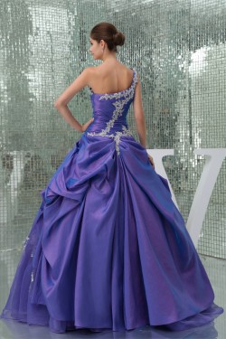 Ball Gown One-Shoulder Beaded Appliques Floor-Length Prom/Formal Evening Dresses 02020375