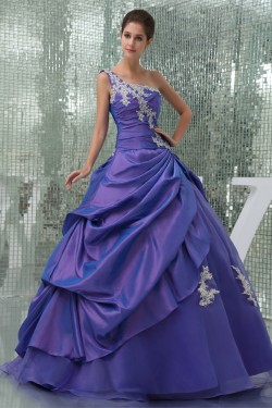 Ball Gown One-Shoulder Beaded Appliques Floor-Length Prom/Formal Evening Dresses 02020375