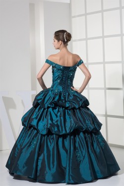 Ball Gown Sleeveless Off-the-Shoulder Beaded Appliques Long Prom/Formal Evening Dresses 02020378