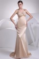 Trumpet/Mermaid Silk like Satin Brush Sweep Train Beaded Prom/Formal Evening Dresses 02020382