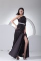 Sleeveless Silk like Satin One-Shoulder Long Black Prom/Formal Evening Dresses 02020383