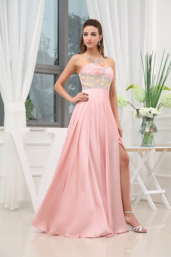 A-Line Sweetheart Beaded Long Pink Chiffon Prom Evening Formal Dresses 02020384 A-Line Sweetheart Beaded Long Pink Chiffon Prom Evening Formal Dresses 02020384