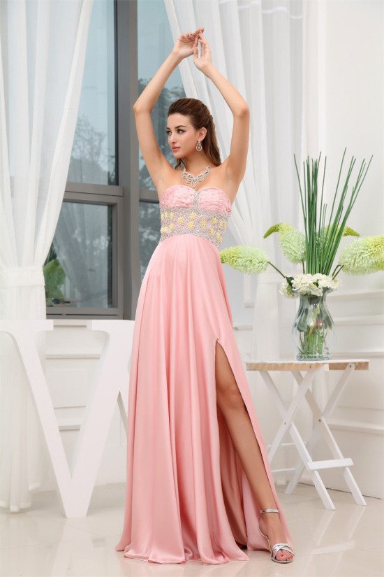 A-Line Sweetheart Beaded Long Pink Chiffon Prom Evening Formal Dresses 02020384 A-Line Sweetheart Beaded Long Pink Chiffon Prom Evening Formal Dresses 02020384