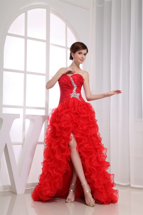 Sleeveless Sweetheart Beading Brush Sweep Train Long Red Prom/Formal Evening Dresses 02020386