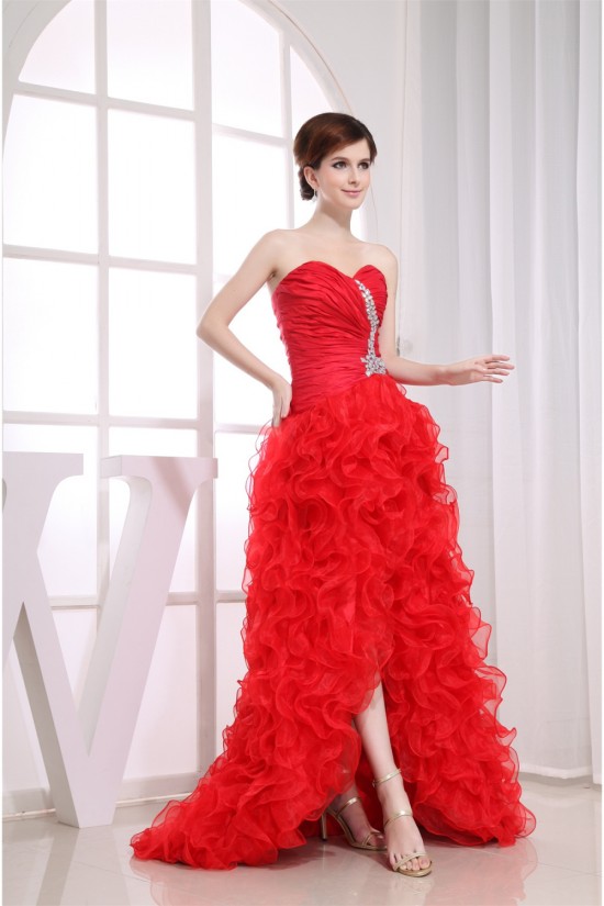 Sleeveless Sweetheart Beading Brush Sweep Train Long Red Prom/Formal Evening Dresses 02020386