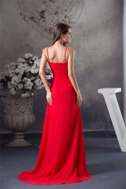 A-Line Spaghetti Straps Chiffon Long Red Prom/Formal Evening Dresses 02020393